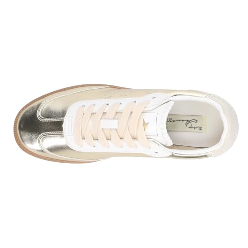 VINTAGE HAVANA Womens Crisp Metallic Perforated Lace Up Sneakers Shoes Casual - Gold4