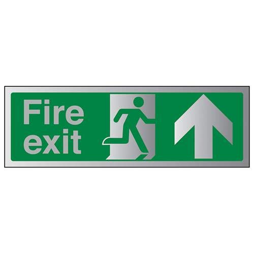 V Safety Fire Exit-Fire Exit Arrow Up Sign - 300mm x 100mm - 1.6mm Alu Rigid Plastic