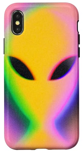 Retro Alien Aura Psychedelic Rainbow Aesthetic Cryptozoology �X�}�z�P�[�X iPhone X/XS �p