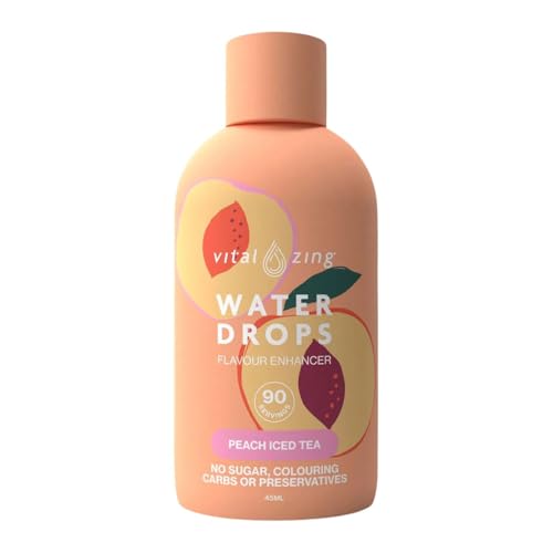 Vital Zing Water Drops Peach Iced Tea 45ml | Sugar-Free Water Flavour Drops | No Calories | Concentrated Drink Enhancer