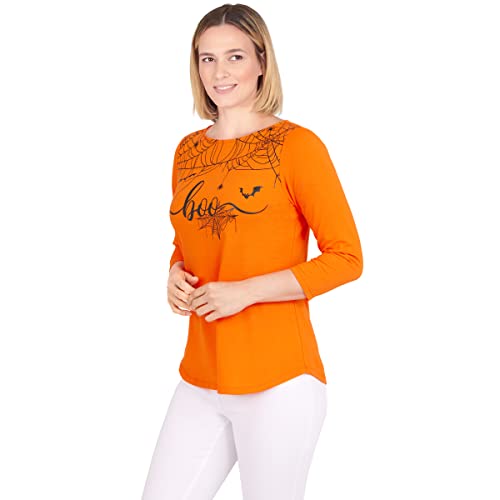 Ruby Rd. Womens Petite Boo Top Orange Multi Size Pm #TOP2