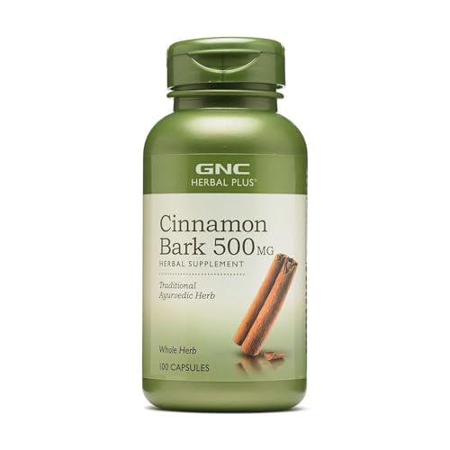 GNC Herbal Plus Cinnamon Bark 500mg Supplement, Traditional Ayurvedic Herb, 100 Servings
