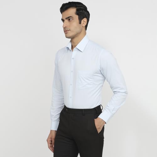 Image of Raymond Men Slim Fit Structure Pattern Pure Cotton Semicutaway Collar Full Sleeve Formal Shirt