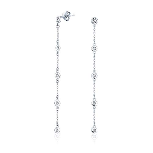 Boucles d'oreilles zircon cubique fines et longues en argent 925