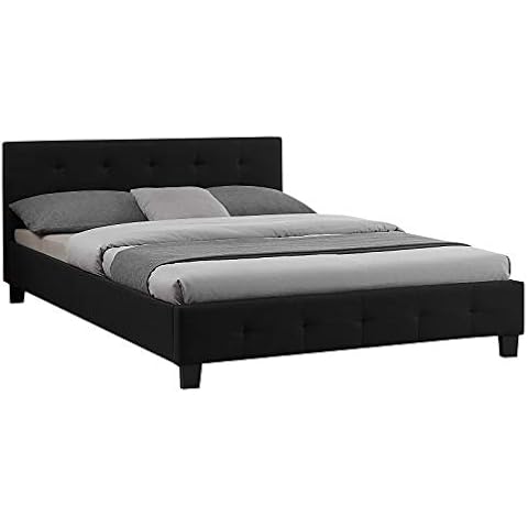 CARO-Möbel Polsterbett Iowa Bettgestell 140 x 200 cm Doppelbett Designbett inklusive Lattenrost Textilbezug in schwarz Cover