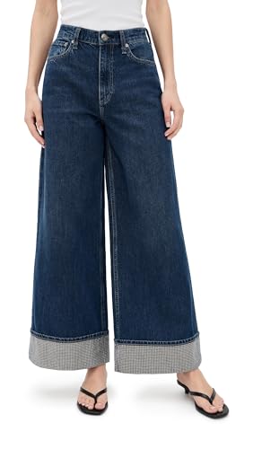 rag & bone Women's Sofie High-Rise Ankle Wide Leg with Cuff Jeans