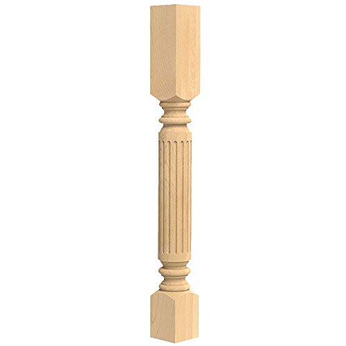 Classic Roman Fluted Column, Full, Red Oak