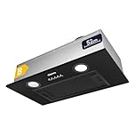 CIARRA CBCB5913A Integrated Cooker Hood 52cm Black Built in Extractor Hood LED Light 3 Speeds Undercabinet Extractor Fan