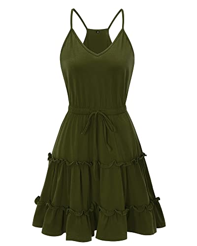 Image of Newshows Women's Summer Casual Dress Cute A Line Ruffle Hem Flattering Fit Beach Vacation Sundress