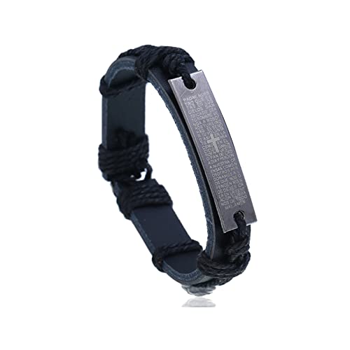 Image of Fashion Cross Tag Bangle Adjustable Leather Cuff Wristband Drawstring Rope Bracelet