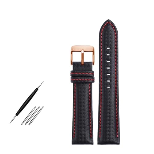 Run Ken �{�v�u���X���b�g �J�[�{���t�@�C�o�[�O���C���E�H�b�`�o���h 18mm 20mm ���b�h�I�����W�X�e�b�`�E�H�b�`�o���h 21mm 22mm 23mm 24mm �X�g���b�v(Black red rose,21mm)
