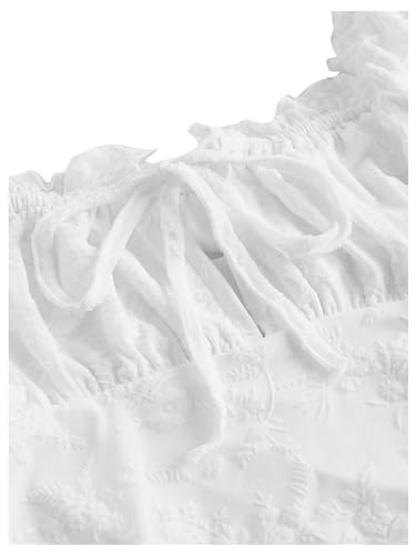 Verdusa Women's Floral Print Tie Front Ruched Sweetheart Neck Cap Sleeve Crop Blouse Top3