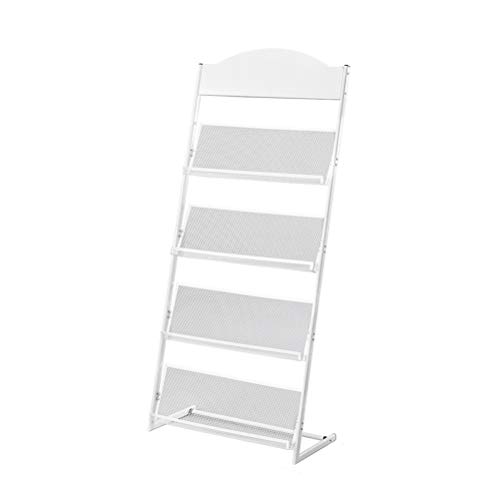 Soporte para folletos de revistas, diseño de pie con 4 estantes desmontables para organizar revistas y folletos