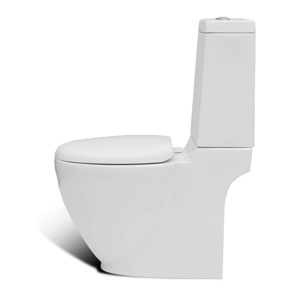 Inodoro y bidé de cerámica con cisterna y asiento de cierre suave, 2 cantidades de 3/6 litros, color blanco
