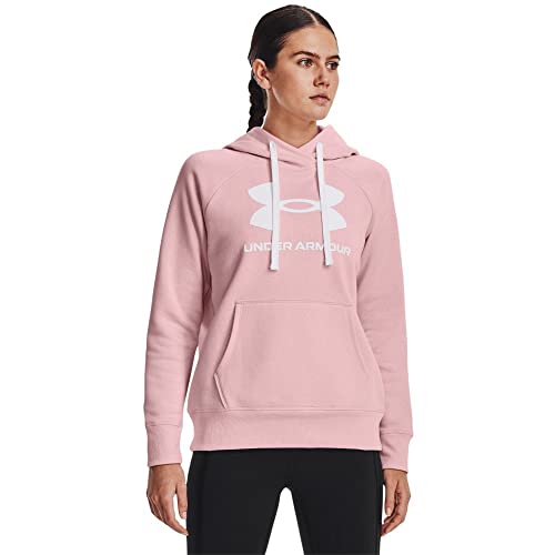 Under Armour Womens Rival Fleece Logo Hoodie , (647) Prime Pink / / White , Medium
