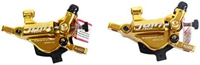 Juin Tech R1 Cable Actuated Hydraulic Bicycle Bike Disc Brake Caliper Set Extra Lightweight Hybrid Brake for Road/Cyclocross/Gravel/E-Bike/Folding Bike etc. use (Gold)