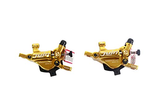 Juin Tech R1 Cable Actuated Hydraulic Bicycle Bike Disc Brake Caliper Set Extra Lightweight Hybrid Brake for Road Cyclocross Gravel E-Bike Folding Bike etc. use (Gold)
