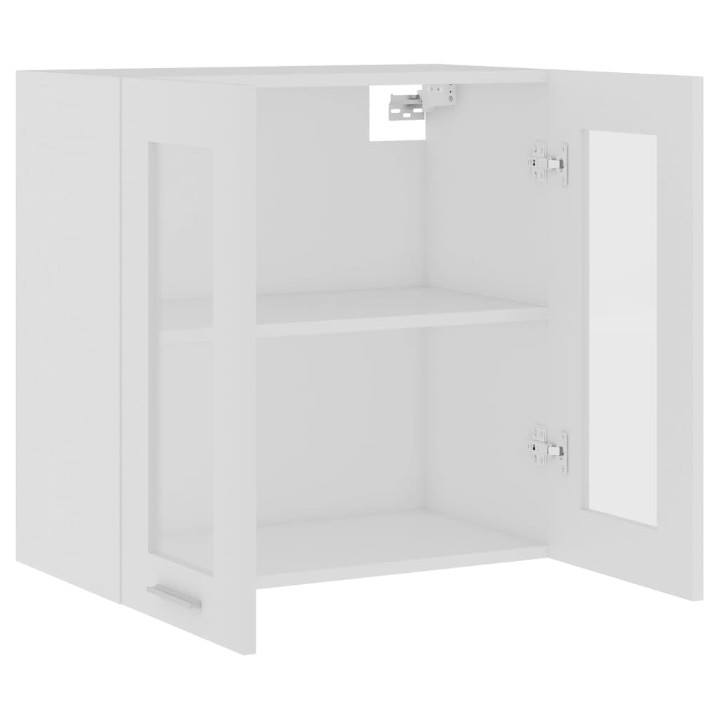 vidaXL Hängeschrank Lyon, 60x31x60 cm, Weiß, Holzwerkstoff & Glas, Wandregal, Bad- & Küchenaufbewahrung, Home Organizer