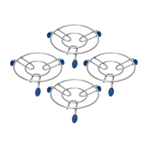 Image of HAZEL Trivet Stainless Steel Hot Pot Stand with Silicone Grip | Non-Slip Heat-Resistant Trivet for Kitchen & Dining Table | Diameter 17.5 cm, Set of 4