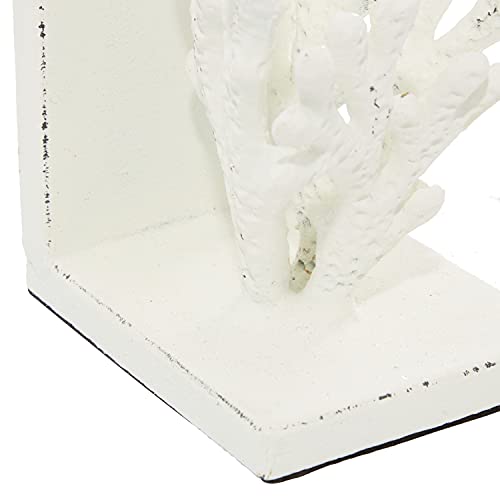 Deco 79 Metal Coral Bookends, Set Of 2 5"W, 7"H, White #TOP4
