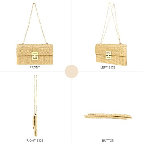 Ondder Women's Straw Woven Shoulder Bag Straw Clutch Purse Woven Beach Bag Crossbody Raffia Shoulder Bag for Women3