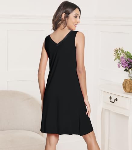 Image of NACHILA Nightgowns for Women-Viscose Made from Bamboo V Neck Nightshirts