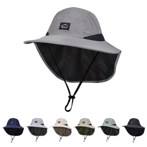 Image of ZOORON Kids Sun Hat with Neck Flap UPF 50+ UV Protection Wide Brim Breathable Fishing Safari Beach Summer Hat for Boys Girls