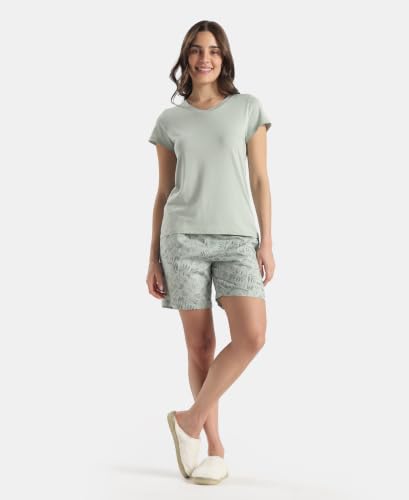 Image of Jockey RX15 Women Super Combed Cotton Yarn Dyed Woven Relaxed Fit Striped Shorts with Side Pockets (Colors & Prints May Vary)