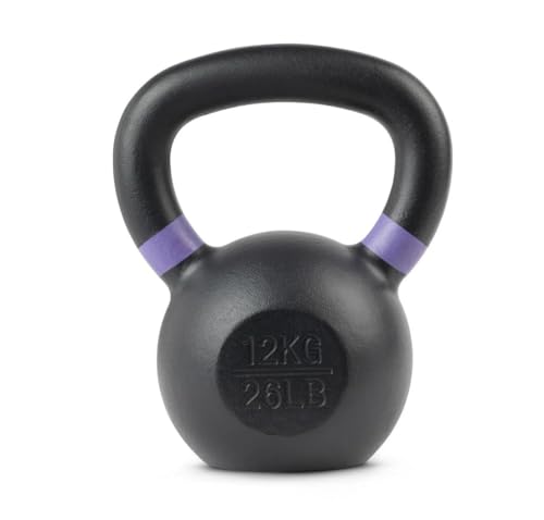 MUSCLEIQ Cast Iron Kettlebells | Professional Fitness Equipment | 2kg-40kg Single Weights | Colour-Coded Handle Bands | Heavy-Duty Cast Iron for Long-Lasting Use (12.0, Kilograms)