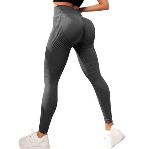 Genérico Leggins Mujer Push Up Mallas Deporte Fitness Cintura Alta Pantalones Yoga Deportivos Gym Legging Scrunch Butt Anticeluliticos (01 Gris claro, S)