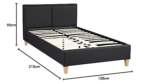 CARO-Möbel Polsterbett Anais Bettgestell Einzelbett 120x200 cm Designbett inklusive Lattenrost, Stoffbezug in schwarz – Bild 4
