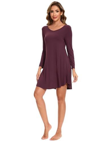 Image of GYS Womens Bamboo Viscose Nightgown Super Soft Lightweight Night Shirts for Sleeping