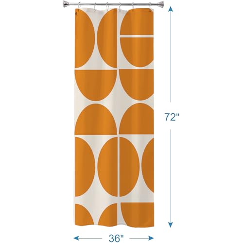 De-Mediocre Orange Shower Curtain Sets,Modern Abstract Geometric Art Bath Curtain for Bathroom,Waterproof Fabric Polyester Mid Century Curtain with 12 Hooks, 36 x 72 Inches by De-Mediocre - Used condition - Image 3