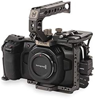 Tilta Camera Cage for BMPCC 4K 6K TA-T01-B-G Basic Kit SSD Drive Holder Top Handle for BMPCC 6K Camera Rig(Tilta Gray)