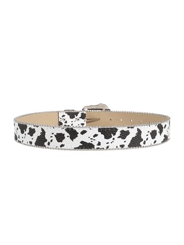 Verdusa Women's Cow Print Western Leather Belt Fashion Waist Belts2