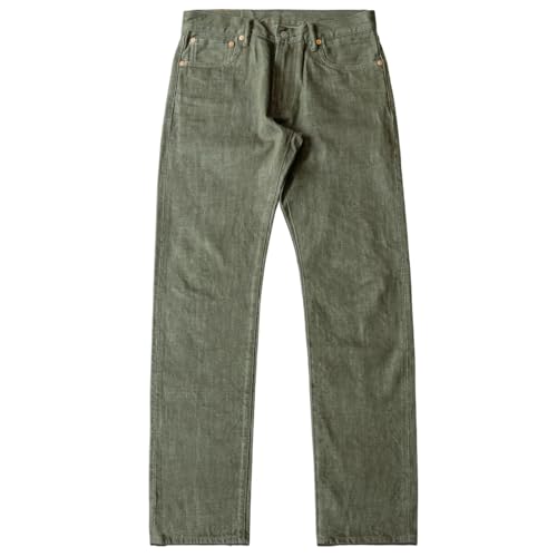Red Tornado Straight Fit 14oz Selvage Denim Pants in Green