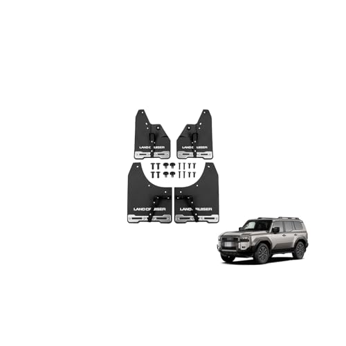 Jentrio トヨタランドクルーザー250 マッドフラップ ロゴ付 純正互換 柔軟TPE製 防石跳ね ランドクルーザー250アクセサリー ランクル250専用(2024年 LC250 左右ハンドル対応) (ピュアブラック)