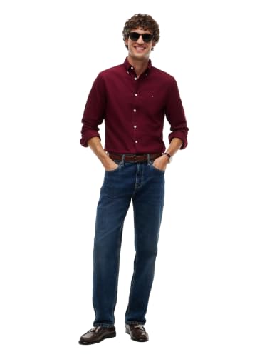 Image of Tommy Hilfiger Men's Long Sleeve Oxford Shirts in Regular Fit, Men's Button Down Shirts, Also Available in Big and Tall