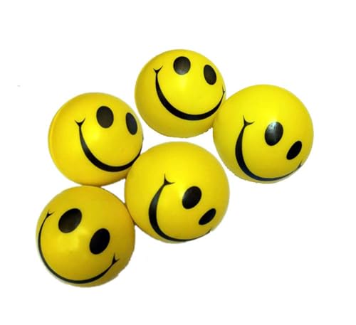 Image of Torque Stress Reliever Smiley Ball for Hand Exercise Pack of 2 | Smiley Face Soft Ball for Baby Kids Playing | Yellow Pressure Squeeze Balls for Adults
