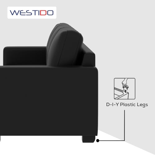 Image of WESTIDO Homes Leatherette 3 Seater Sofa (Finish Color - Matte Black, (DIY-Do-It-Yourself) Medium | 10098