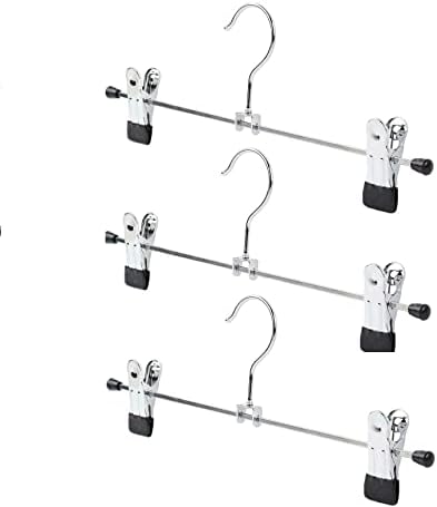 Trouser Hangers Metal Grip Pant Hangers Heavy Duty Durable Space Saving Metal Skirt Hangers With Non Slip Adjustable Clips And Swivel Hook For Slacks Pants Jeans And Bottoms(3)
