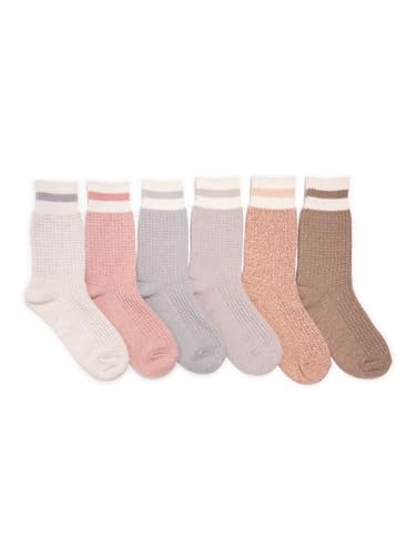 MUK LUKS Women's Crew Boot Socks, 6-Pack, Fits Shoe Sizes 6-11