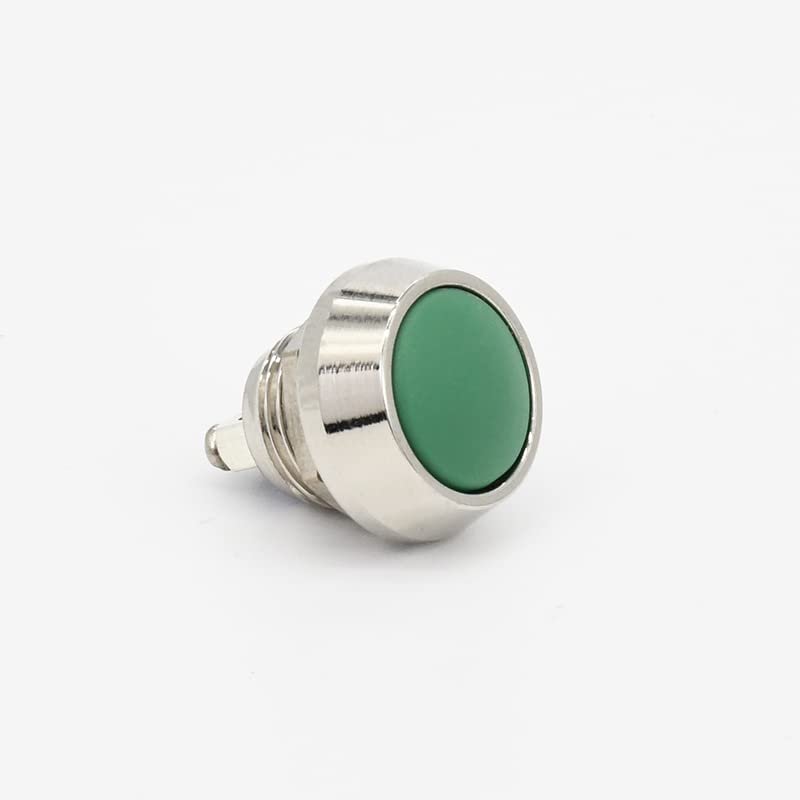 Interrupteur bouton poussoir 12mm momentané 2 broches vert