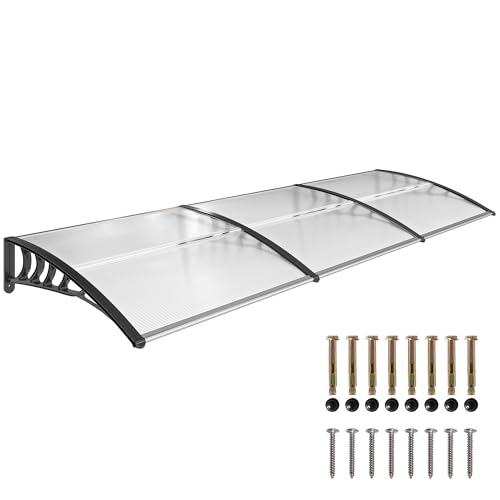 Outsunny Marquesinas para Puertas y Ventanas 90x295x23,5 cm Tejadillo de Protección contra Sol y Lluvia Diseño Moderno Aleación de Aluminio Transparente