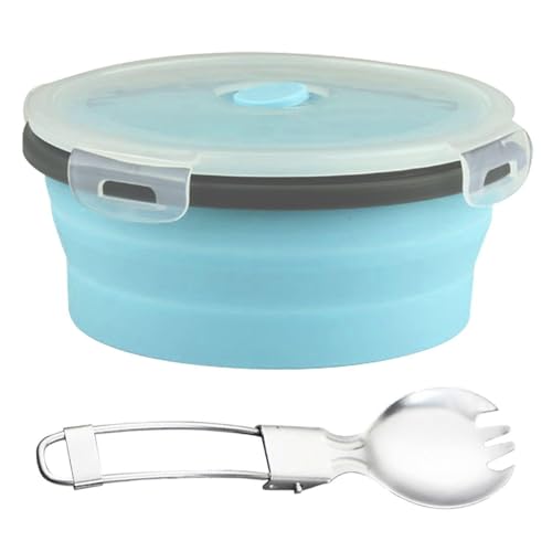 Ciotola Pieghevole Da 1 Pezzo, 1200 Ml, Silicone Riutilizzabile, Ciotola Campeggio Coperchio, Portatile Pranzo Rotonda, Stoviglie Pratiche