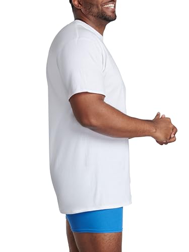 Fruit of the Loom mens Stay Tucked Crew T-shirt Underwear, Tall Man - White 6 Pack, X-Large US