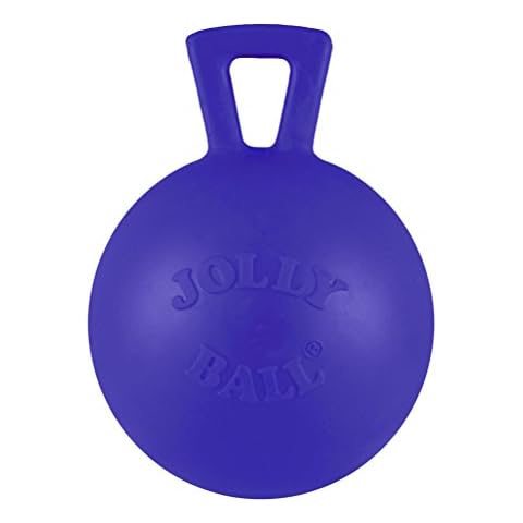 Jolly Pets Tug-n-Toss Heavy Duty Dog Toy Ball with Handle, 4 Inches/Petite, Blue (404 BL),Small Breeds Cover