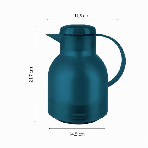 Emsa Samba Isolierkanne, 1 Liter Fassungsvermögen, Quick Press Verschluss, 100% dicht, 12h heiß und 24h kalt, mit Glaskolben… – Ansicht 6