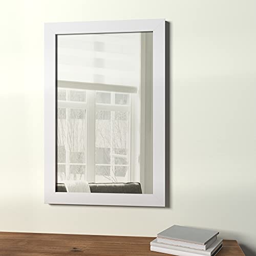 Image of Amazon Basics Rectangular Wall Mount Mirror for Bedroom, Living Room, Entryway, Wide Trim, 24 inch x 36 inch, White