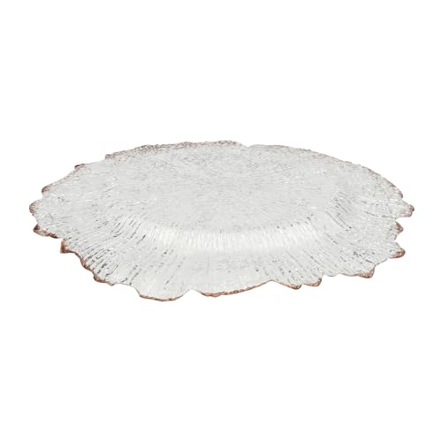 25 platos cargadores transparentes con borde dorado rosa redondos miniatura 5